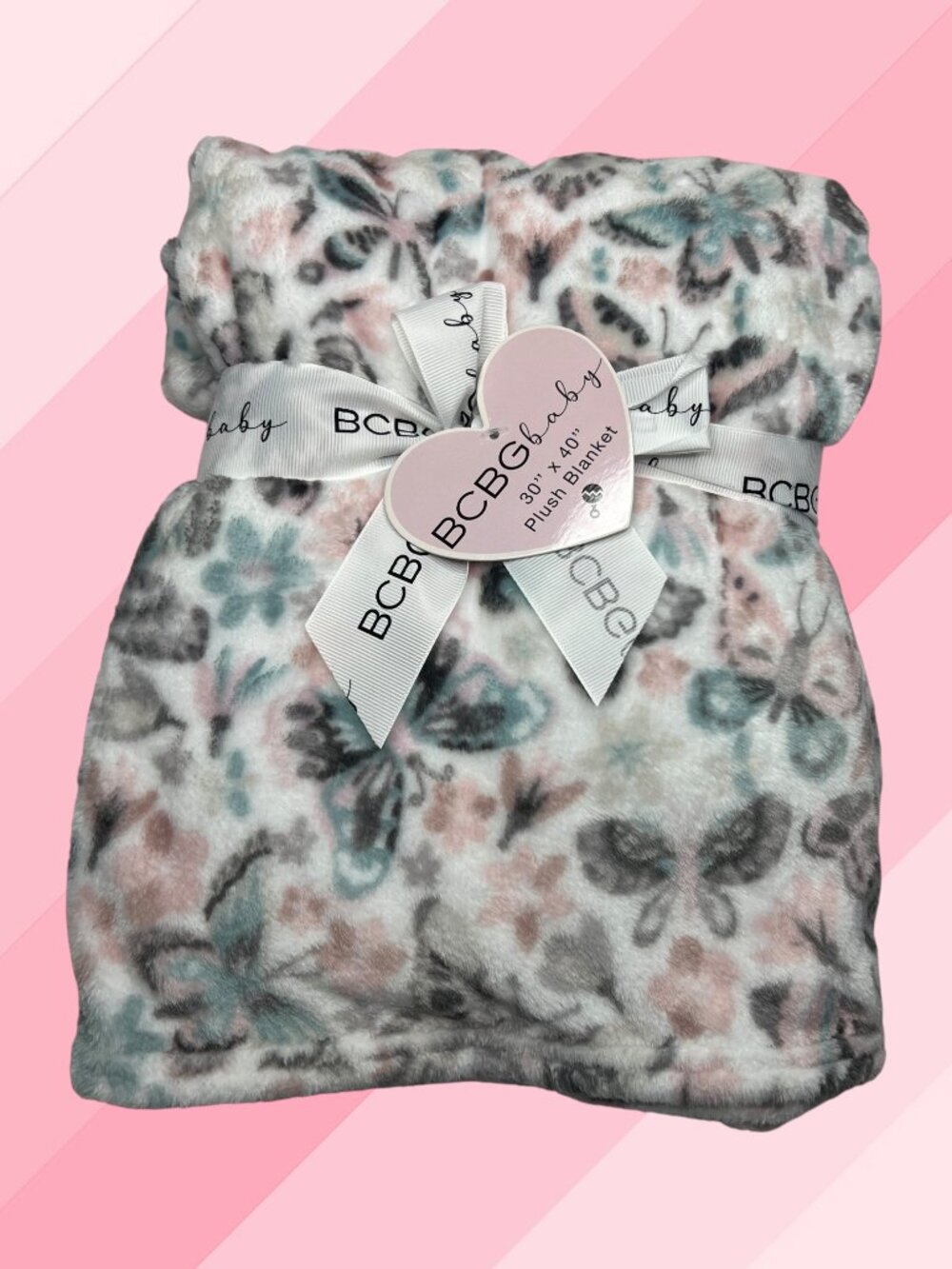 NWT BCBG Baby Floral Flowers Butterflies Plush Baby Blanket Toddler Butterfly